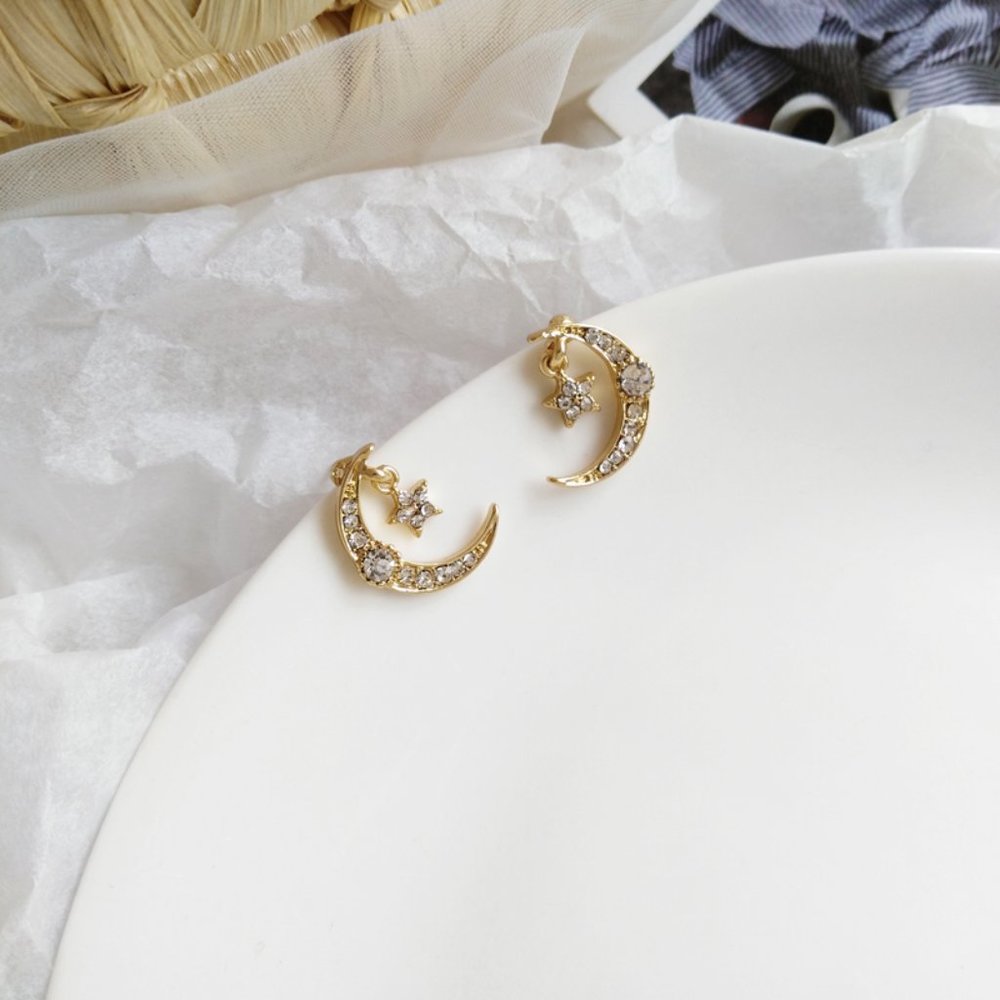 💙S925 Sterling Silver Crystal Moon Star - Picture 5 of 9